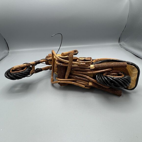 Vtg Wooden Motorcycle Chopper Folk Art Tamarind Wood Vines Woodsy Decor 15" L - Picture 8 of 16